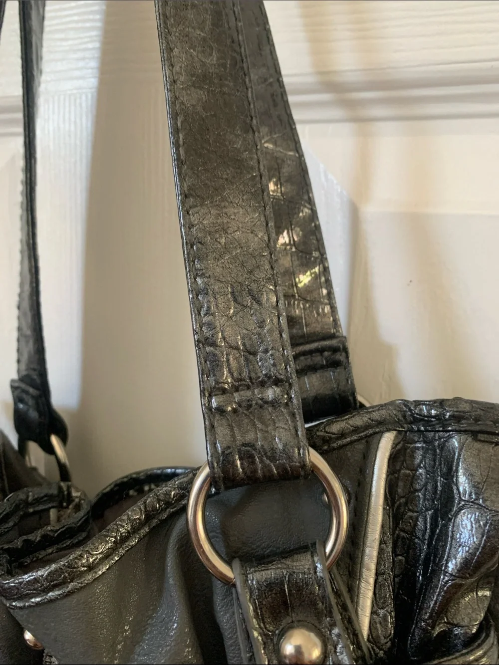 Y2K Cato Dark Gray Purse Silver Accents Shoulder Bag - Picture 4 of 11